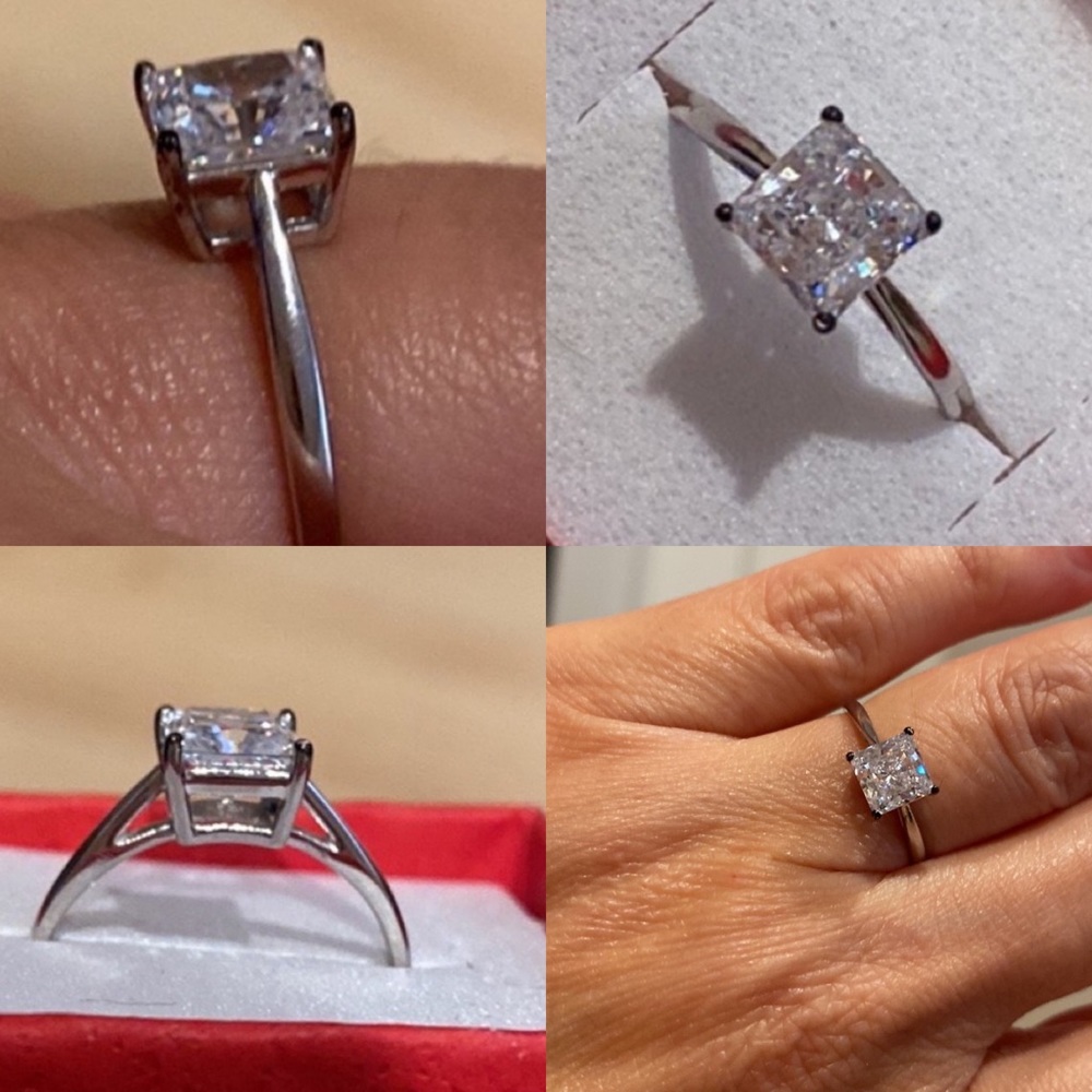Size 5.5 14k white gold 1ct princess cut Engagement ring